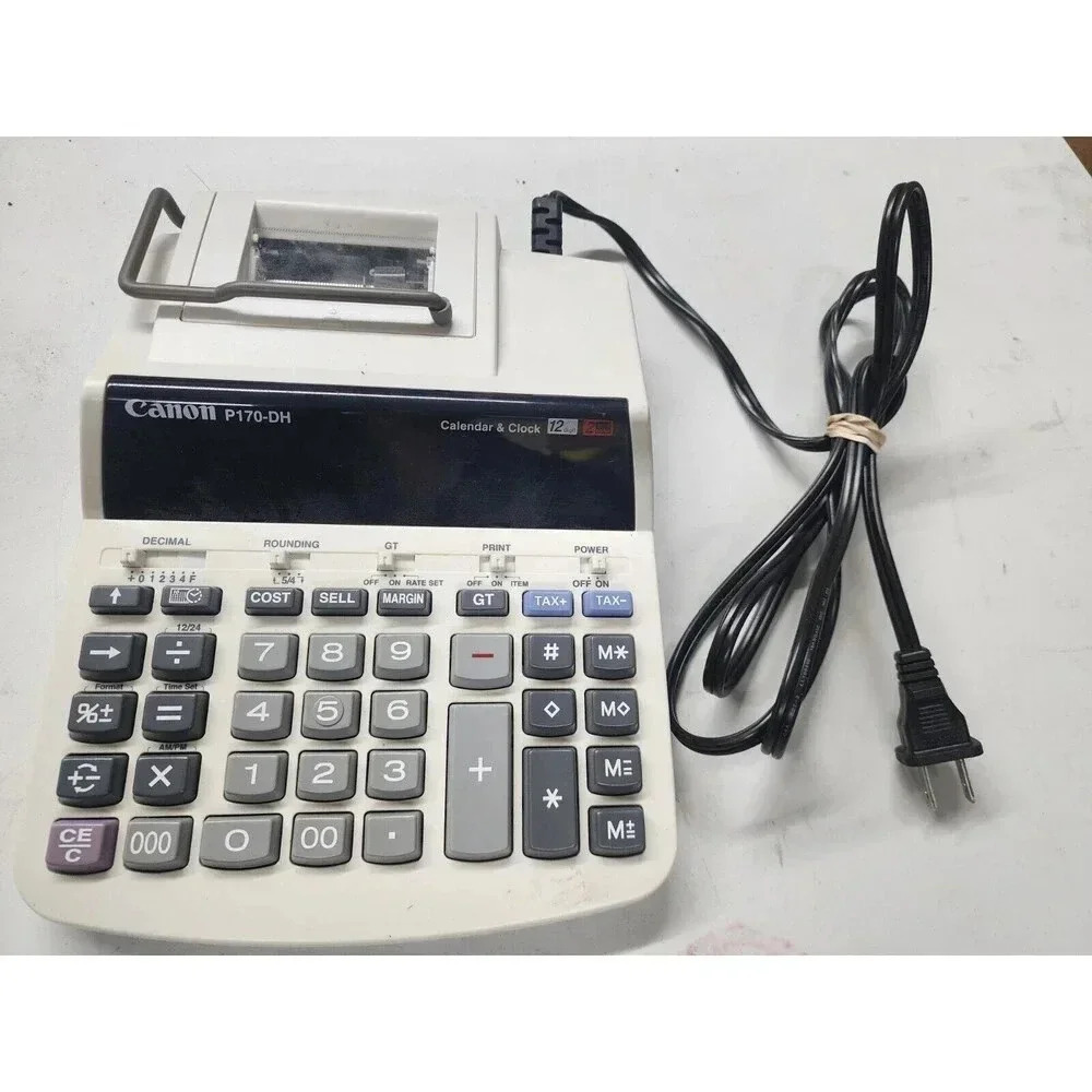 Canon P170-DH Desktop Electronic Printer 12 Digit Calculator Clock & Calendar